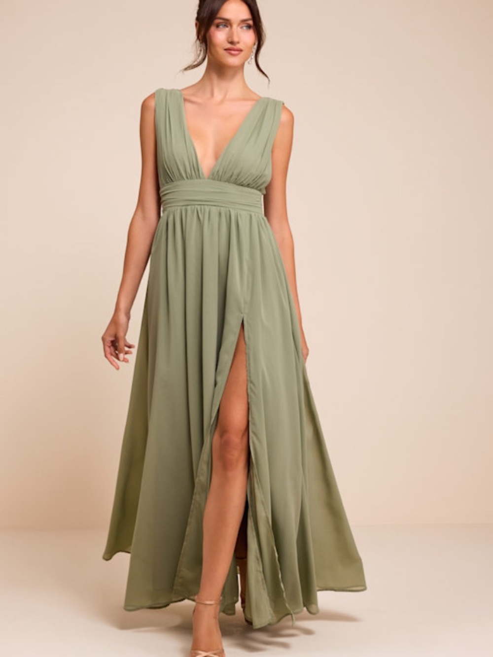 Lulus Heavenly Hues Sage Brush Maxi Dress Green - Size 2X